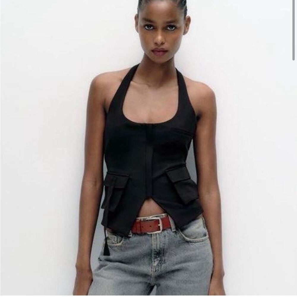 NEW  Zara Pocket Halter Tank blogger fav Top - XS